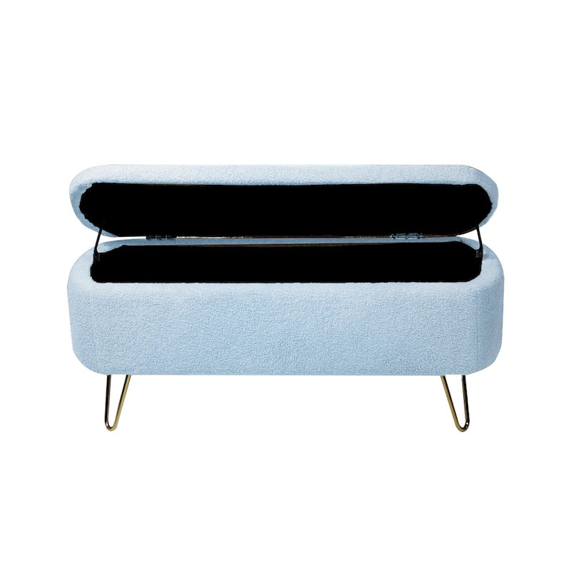 Panca Pouf Contenitore Rivestita in Ecopelliccia - 100L x 40W x 39.37H cm