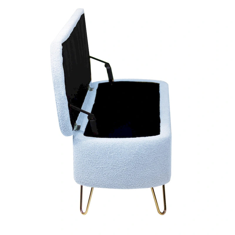 Panca Pouf Contenitore Rivestita in Ecopelliccia - 100L x 40W x 39.37H cm