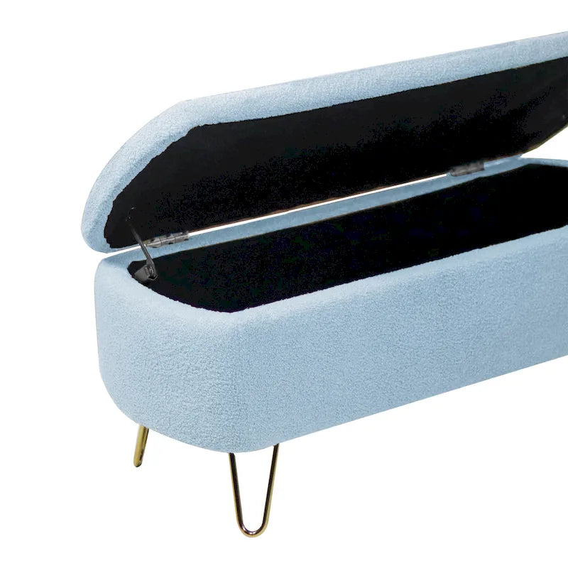 Panca Pouf Contenitore Rivestita in Ecopelliccia - 100L x 40W x 39.37H cm