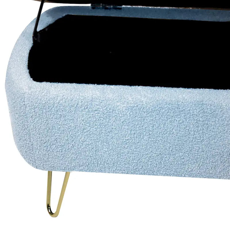 Panca Pouf Contenitore Rivestita in Ecopelliccia - 100L x 40W x 39.37H cm