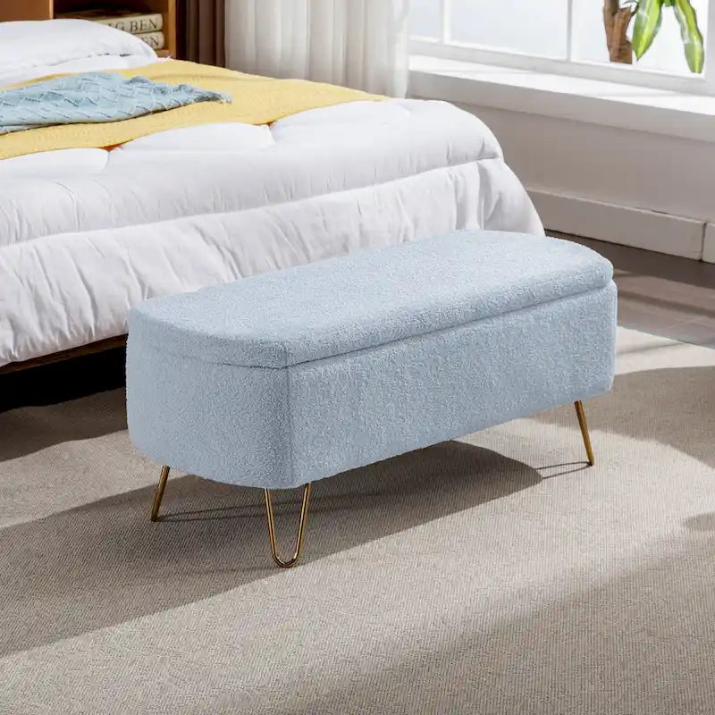Panca Pouf Contenitore Rivestita in Ecopelliccia - 100L x 40W x 39.37H cm