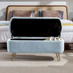 Panca Pouf Contenitore Rivestita in Ecopelliccia - 100L x 40W x 39.37H cm