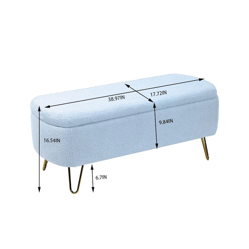 Panca Pouf Contenitore Rivestita in Ecopelliccia - 100L x 40W x 39.37H cm