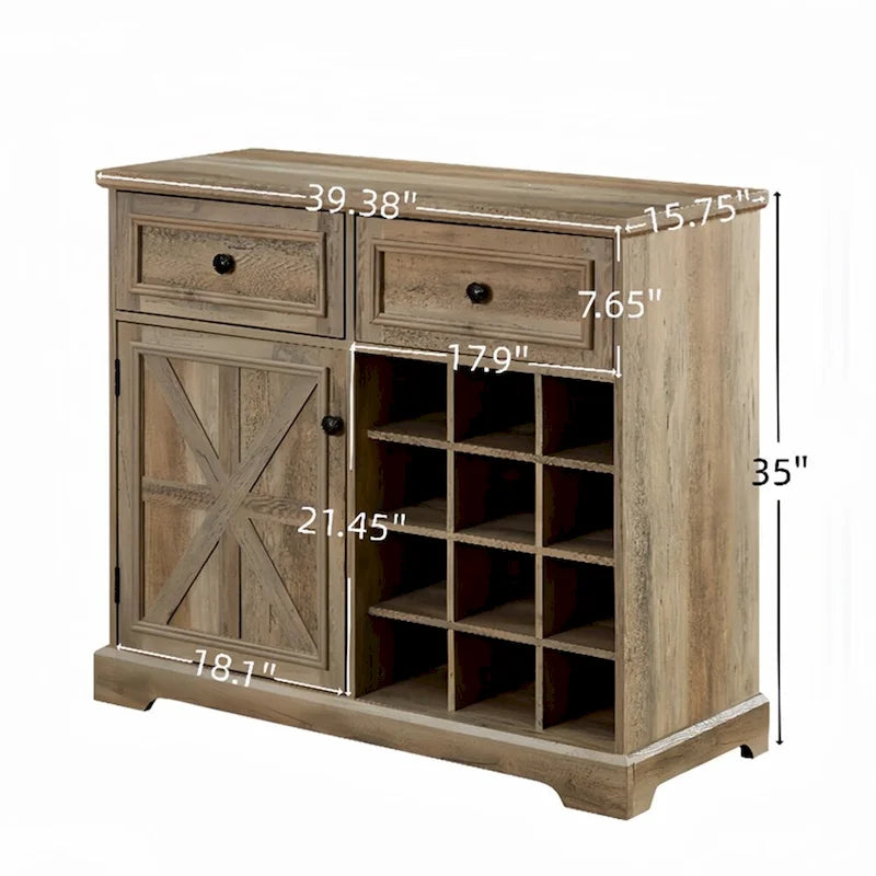 Credenza a buffet con mobile contenitore con 2 cassetti