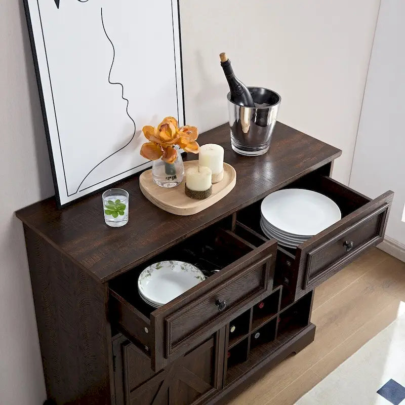 Credenza a buffet con mobile contenitore con 2 cassetti