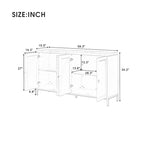 Credenza con spazio contenitivo extra large con maniglie e gambe di supporto in metallo per soggiorno e sala da pranzo