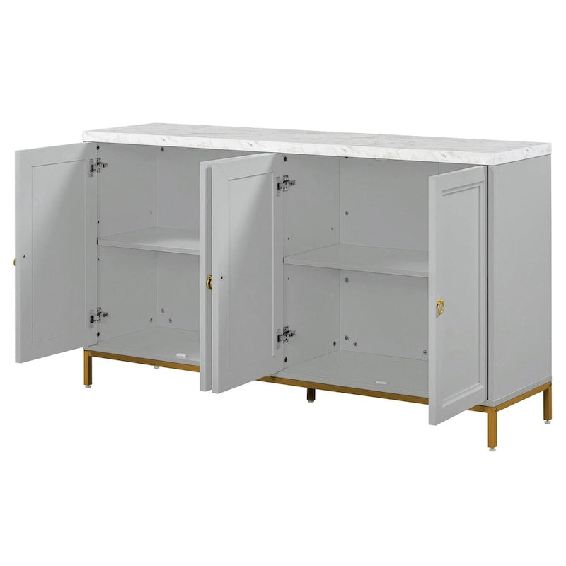 Credenza con spazio contenitivo extra large con maniglie e gambe di supporto in metallo per soggiorno e sala da pranzo