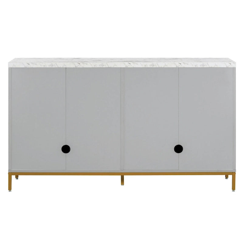Credenza con spazio contenitivo extra large con maniglie e gambe di supporto in metallo per soggiorno e sala da pranzo