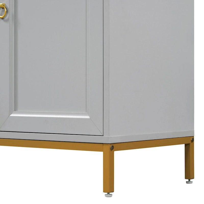 Credenza con spazio contenitivo extra large con maniglie e gambe di supporto in metallo per soggiorno e sala da pranzo