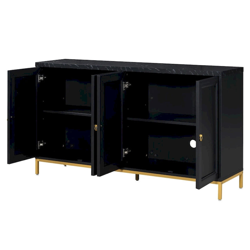 Credenza con spazio contenitivo extra large con maniglie e gambe di supporto in metallo per soggiorno e sala da pranzo