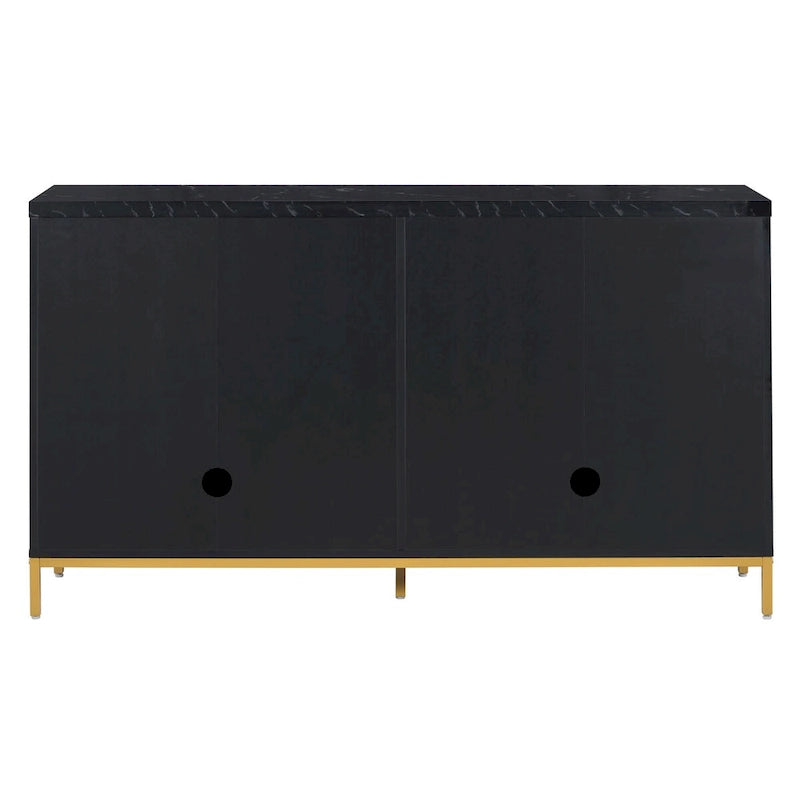 Credenza con spazio contenitivo extra large con maniglie e gambe di supporto in metallo per soggiorno e sala da pranzo