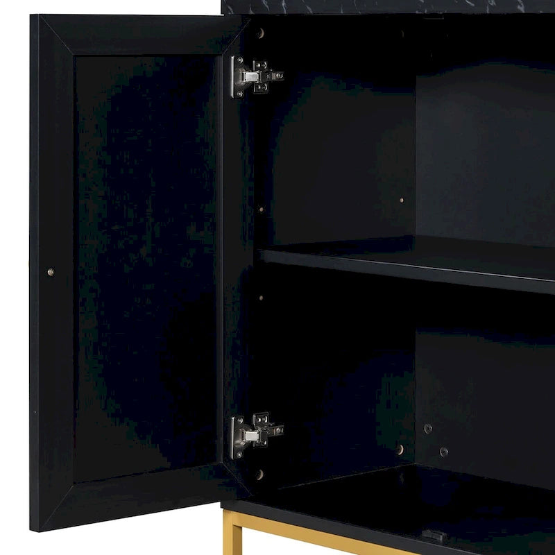 Credenza con spazio contenitivo extra large con maniglie e gambe di supporto in metallo per soggiorno e sala da pranzo