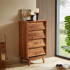 Comò a 4 cassetti con doppio cassettone, dallo stile vintage e con design a smusso