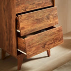 Comò a 4 cassetti con doppio cassettone, dallo stile vintage e con design a smusso