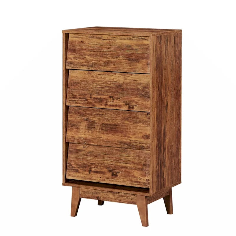 Comò a 4 cassetti con doppio cassettone, dallo stile vintage e con design a smusso