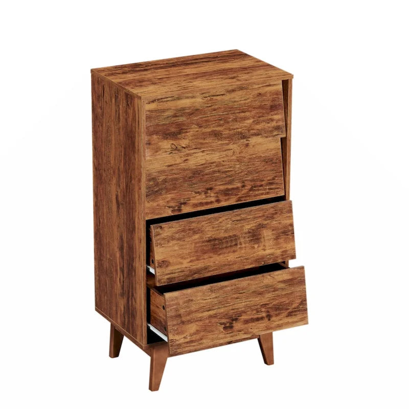 Comò a 4 cassetti con doppio cassettone, dallo stile vintage e con design a smusso