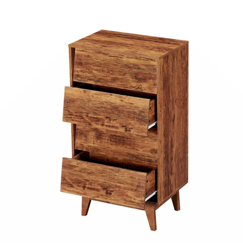 Comò a 4 cassetti con doppio cassettone, dallo stile vintage e con design a smusso