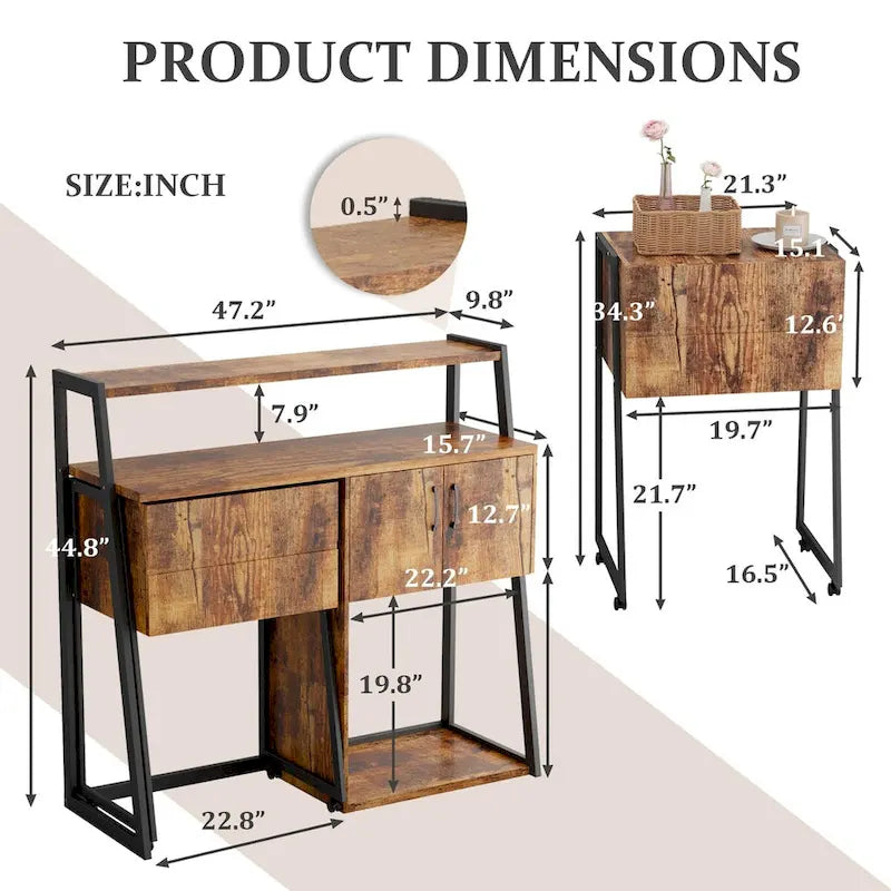 Mobile buffet e credenza bar con vano contenitore, credenza da bar con mobiletto contenitore per sala da pranzo, cucina e soggiorno