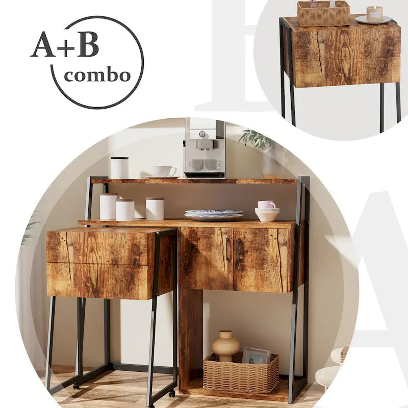 Mobile buffet e credenza bar con vano contenitore, credenza da bar con mobiletto contenitore per sala da pranzo, cucina e soggiorno