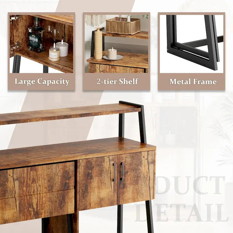 Mobile buffet e credenza bar con vano contenitore, credenza da bar con mobiletto contenitore per sala da pranzo, cucina e soggiorno