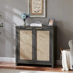 Mobiletto credenza con ante in rattan - 13,7P x 314L x 32,7H