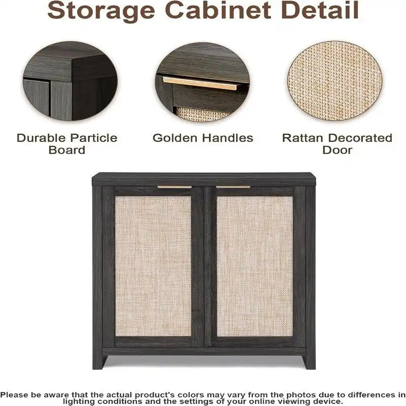 Mobiletto credenza con ante in rattan - 13,7P x 314L x 32,7H