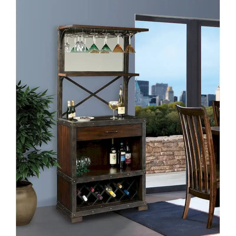  Red Mountain Vintage, Old World Style, Distressed Foyer Liquor or Wine Cabinet, Buffet Sideboard, or Media Cabinet