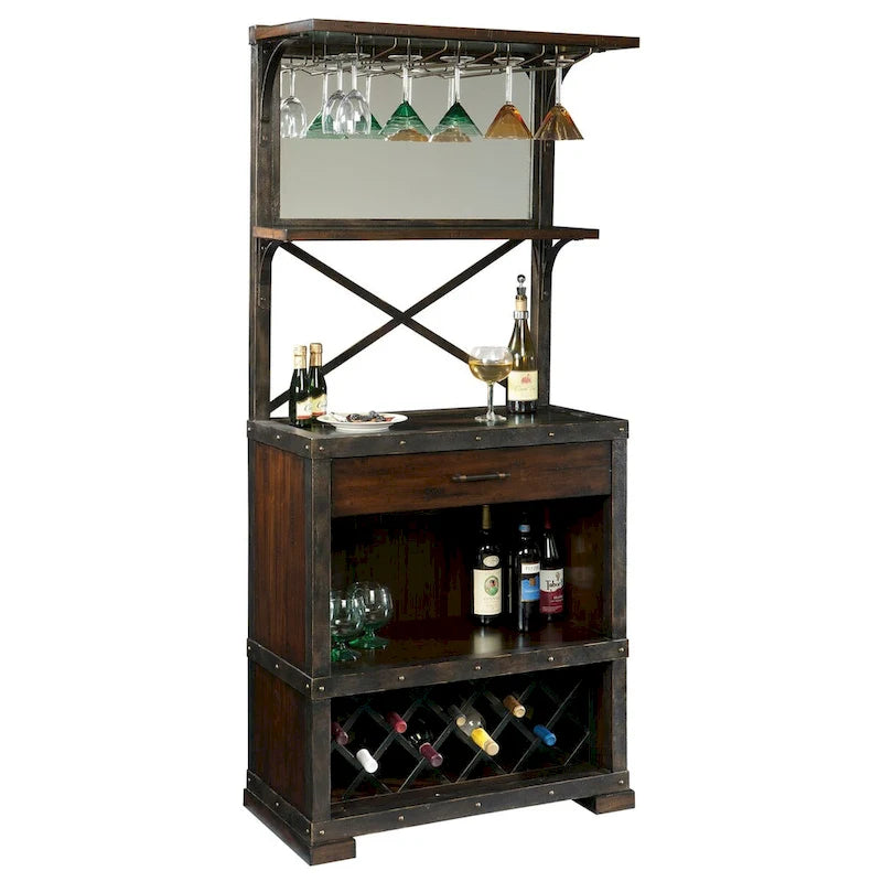 Red Mountain Vintage, Stile Antico, Credenza per liquori o vino, madia o mobile TV per ingresso, effetto invecchiato