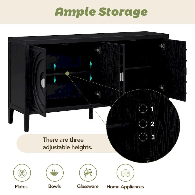 Madia dal design circolare retrò con maniglia rotonda in metallo
