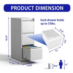 Classificatore verticale in metallo a 3 cassetti con serratura, mobiletto verticale in acciaio per ufficio/casa per documenti formato A4/legale/lettera3