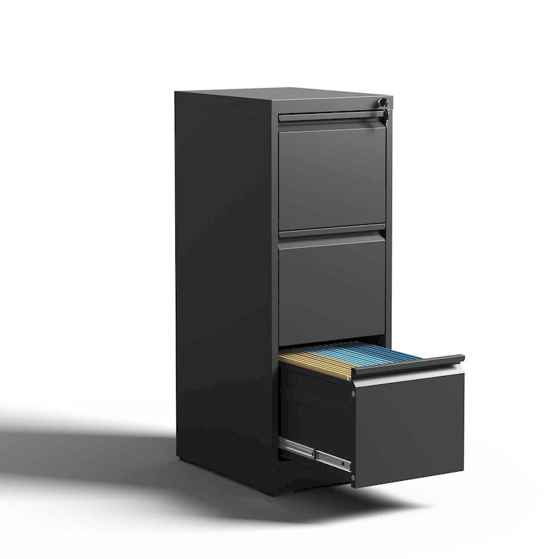 Classificatore verticale in metallo a 3 cassetti con serratura, mobiletto verticale in acciaio per ufficio/casa per documenti formato A4/legale/lettera3