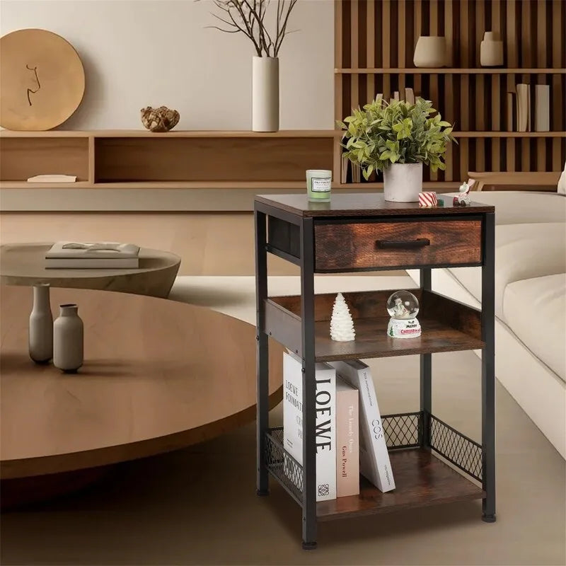Tavolino/Mobile Stampante Marrone con Cassetti - 30P x 40L x 65.5A cm