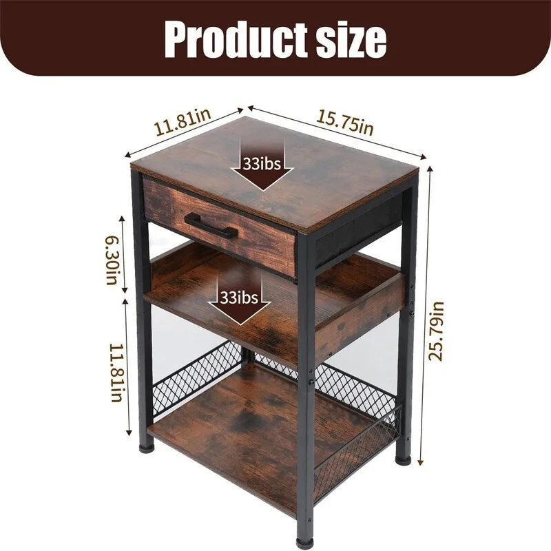Tavolino/Mobile Stampante Marrone con Cassetti - 30P x 40L x 65.5A cm