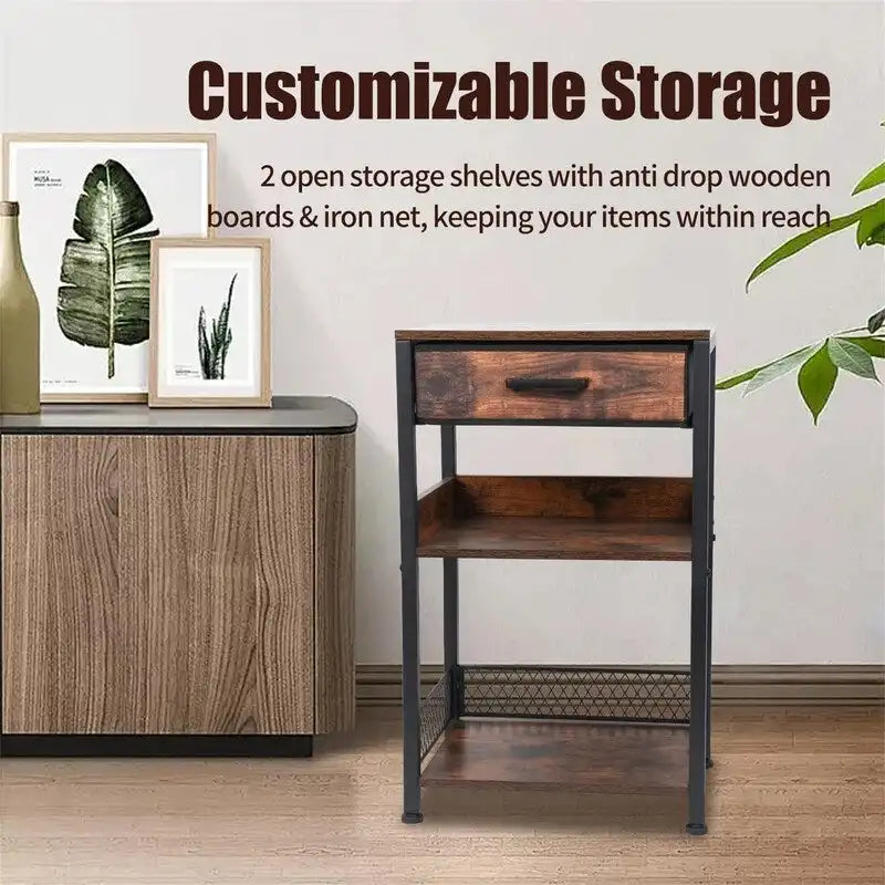 Tavolino/Mobile Stampante Marrone con Cassetti - 30P x 40L x 65.5A cm