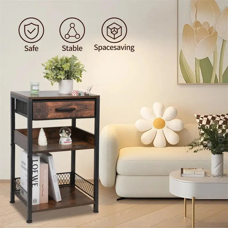 Tavolino/Mobile Stampante Marrone con Cassetti - 30P x 40L x 65.5A cm