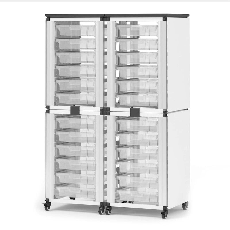 Mobiletto contenitore modulare per aula - 4 moduli impilati con 24 piccoli cassetti - N/D