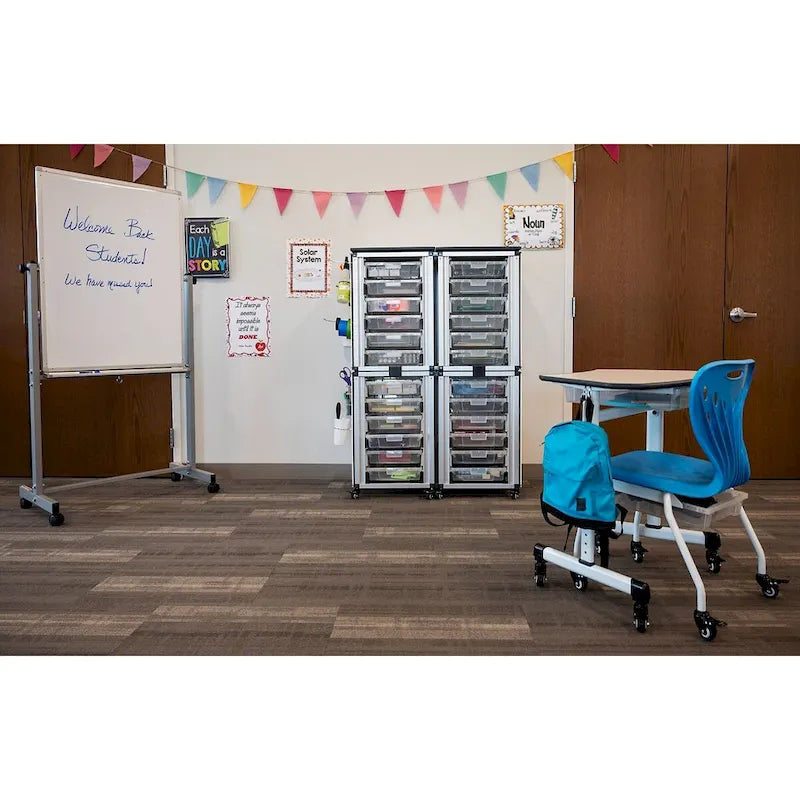 Mobiletto contenitore modulare per aula - 4 moduli impilati con 24 piccoli cassetti - N/D
