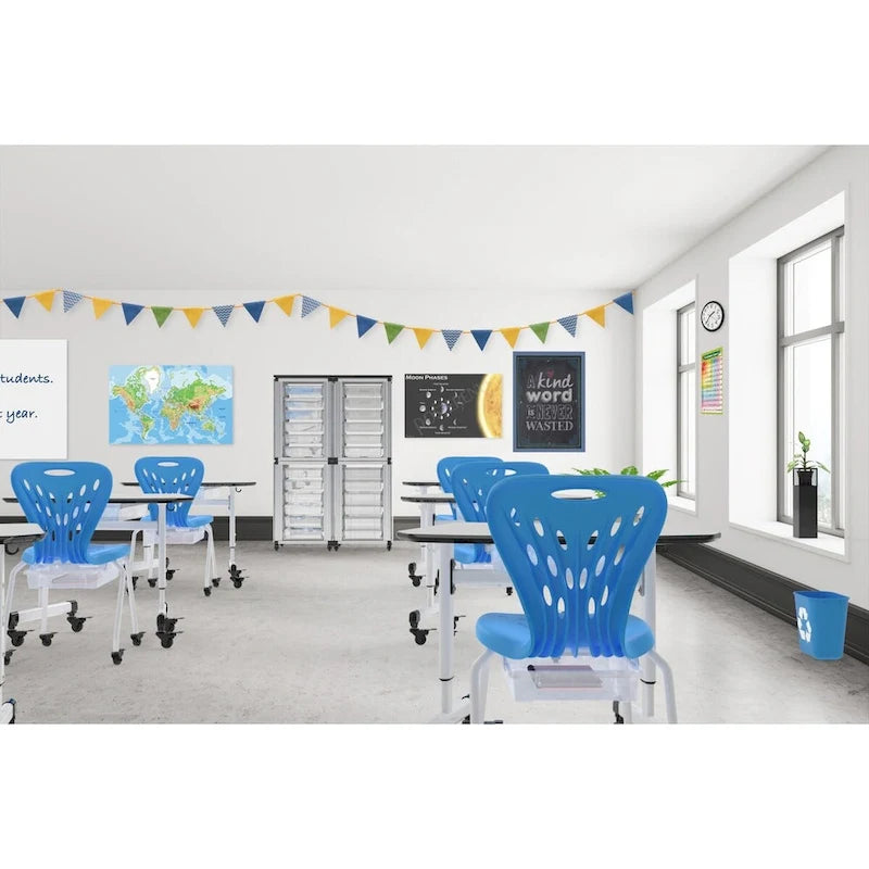 Mobiletto contenitore modulare per aula - 4 moduli impilati con 24 piccoli cassetti - N/D
