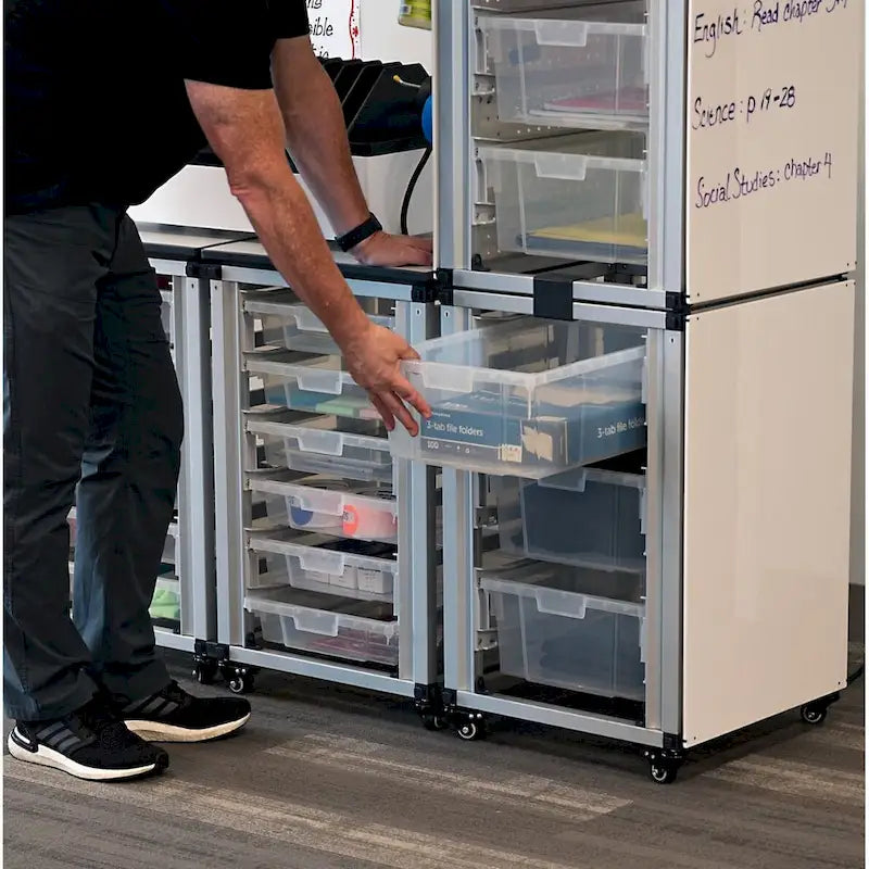 Mobiletto contenitore modulare per aula - 4 moduli impilati con 24 piccoli cassetti - N/D
