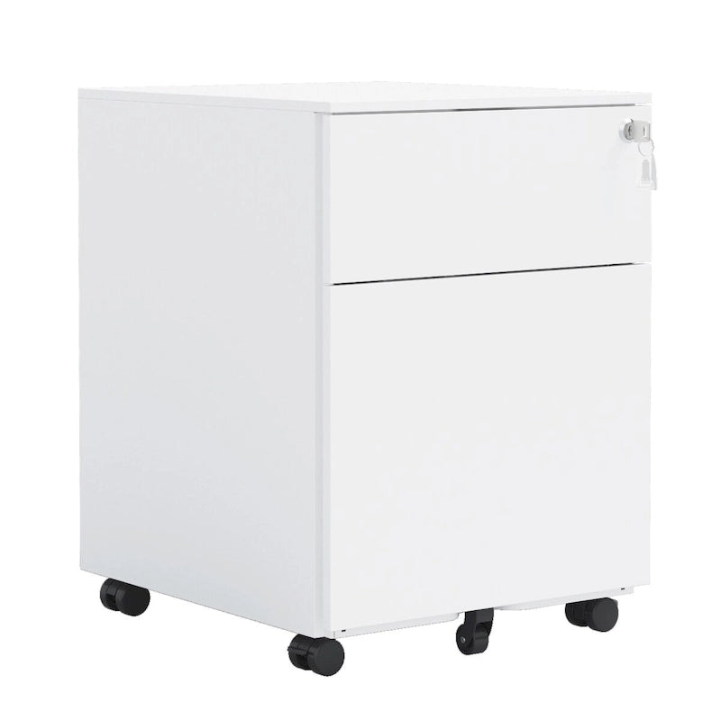 Classificatore mobile a 2 cassetti con serratura in acciaio per documenti formato Legal/Letter/A4/F4, completamente assemblato con ruote