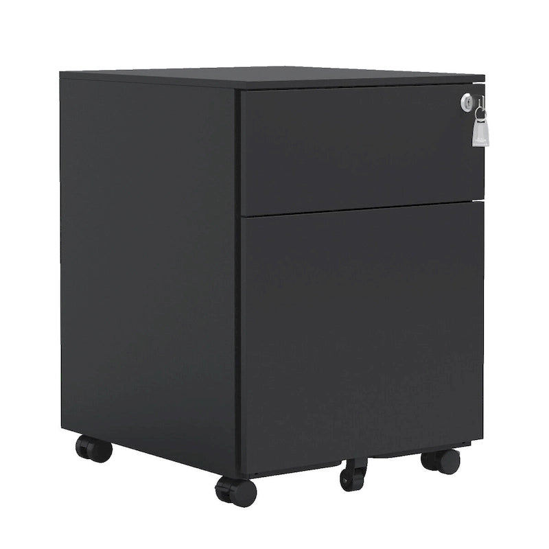 Classificatore mobile a 2 cassetti con serratura in acciaio per documenti formato Legal/Letter/A4/F4, completamente assemblato con ruote