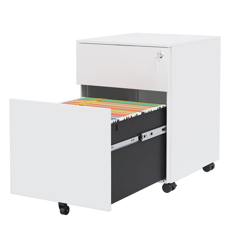 Classificatore mobile a 2 cassetti con serratura in acciaio per documenti formato Legal/Letter/A4/F4, completamente assemblato con ruote