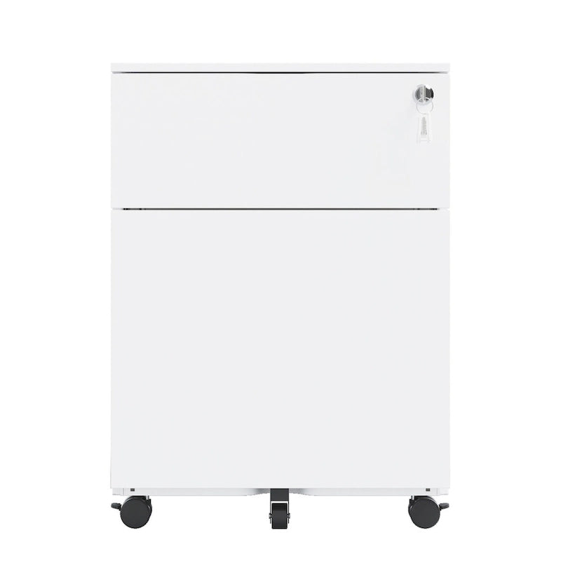 Classificatore mobile a 2 cassetti con serratura in acciaio per documenti formato Legal/Letter/A4/F4, completamente assemblato con ruote