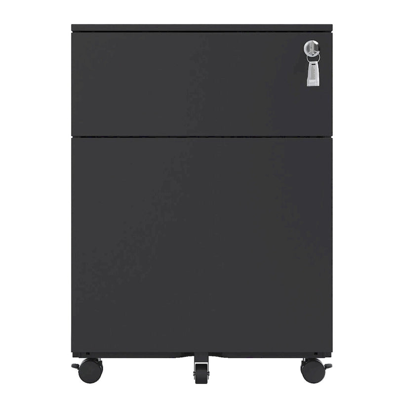 Classificatore mobile a 2 cassetti con serratura in acciaio per documenti formato Legal/Letter/A4/F4, completamente assemblato con ruote