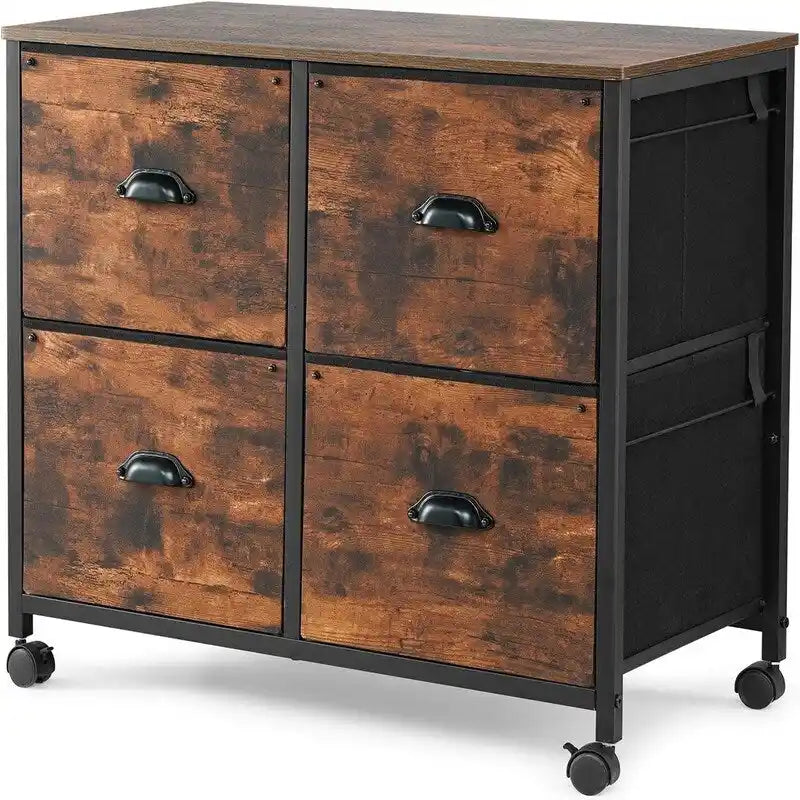 Cassettiera Mobile Laterale a 4 Cassetti in Tessuto - 17,13P x 33,46L x 6,9H