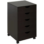 Classificatore a 5 cassetti, mobiletto archivio con rotelle e stile minimalista nordico moderno, marrone
