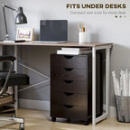 Classificatore a 5 cassetti, mobiletto archivio con rotelle e stile minimalista nordico moderno, marrone