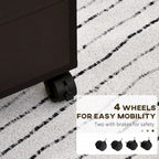 Classificatore a 5 cassetti, mobiletto archivio con rotelle e stile minimalista nordico moderno, marrone