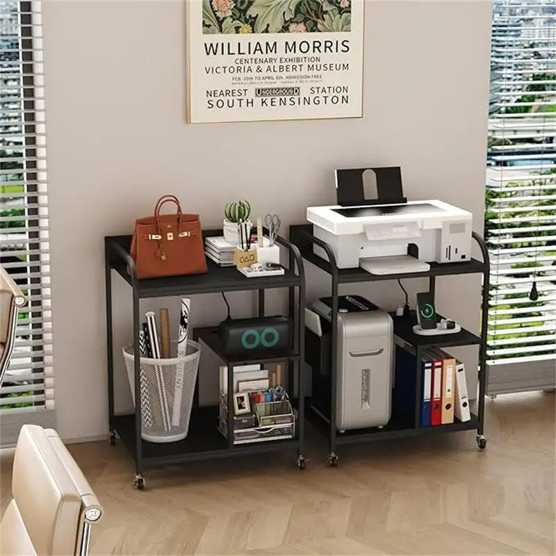 Supporto per stampante con ruote, supporto grande per stampante con spazio di archiviazione per ufficio e casa - 34 x 20 x 4,5 pollici