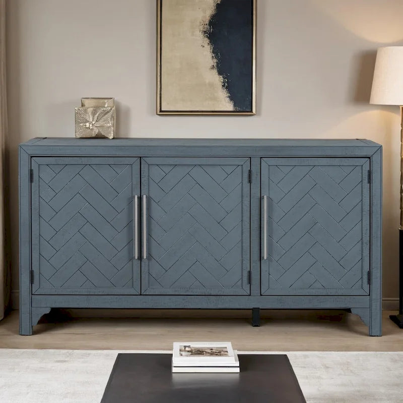 Credenza mobile contenitore in MDF+impiallacciatura di pino, con ripiani regolabili, adatta per soggiorni, ingressi e studi